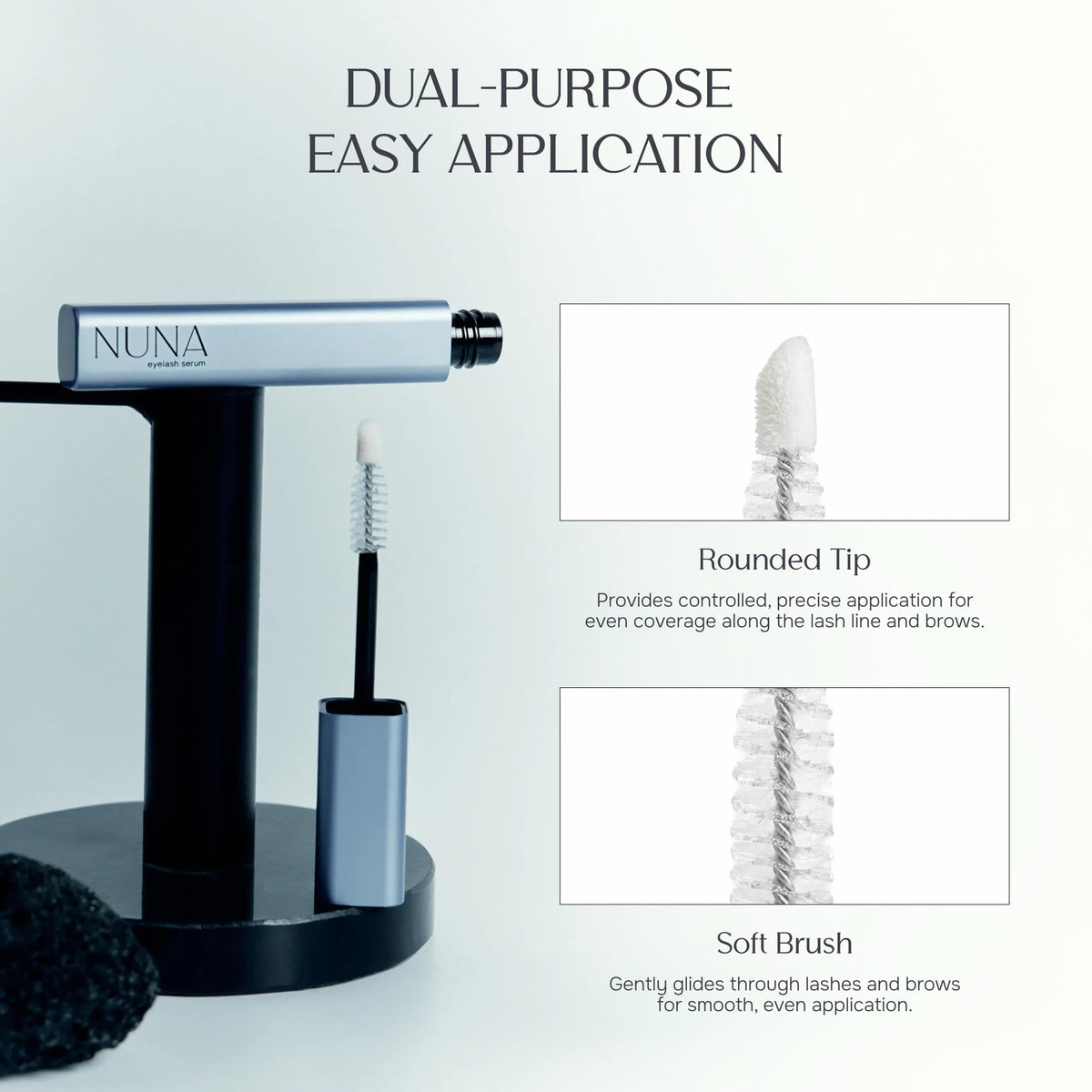NUNA Eyelash Growth Support Serum 6ml – Eye Lash and Eyebrow Enhancing Serum for Women & Men with Biotin - Korean Multi Peptide & Natural Extracts – Promotes Fuller and Longer Lashes - 6 Month Supply NUNA