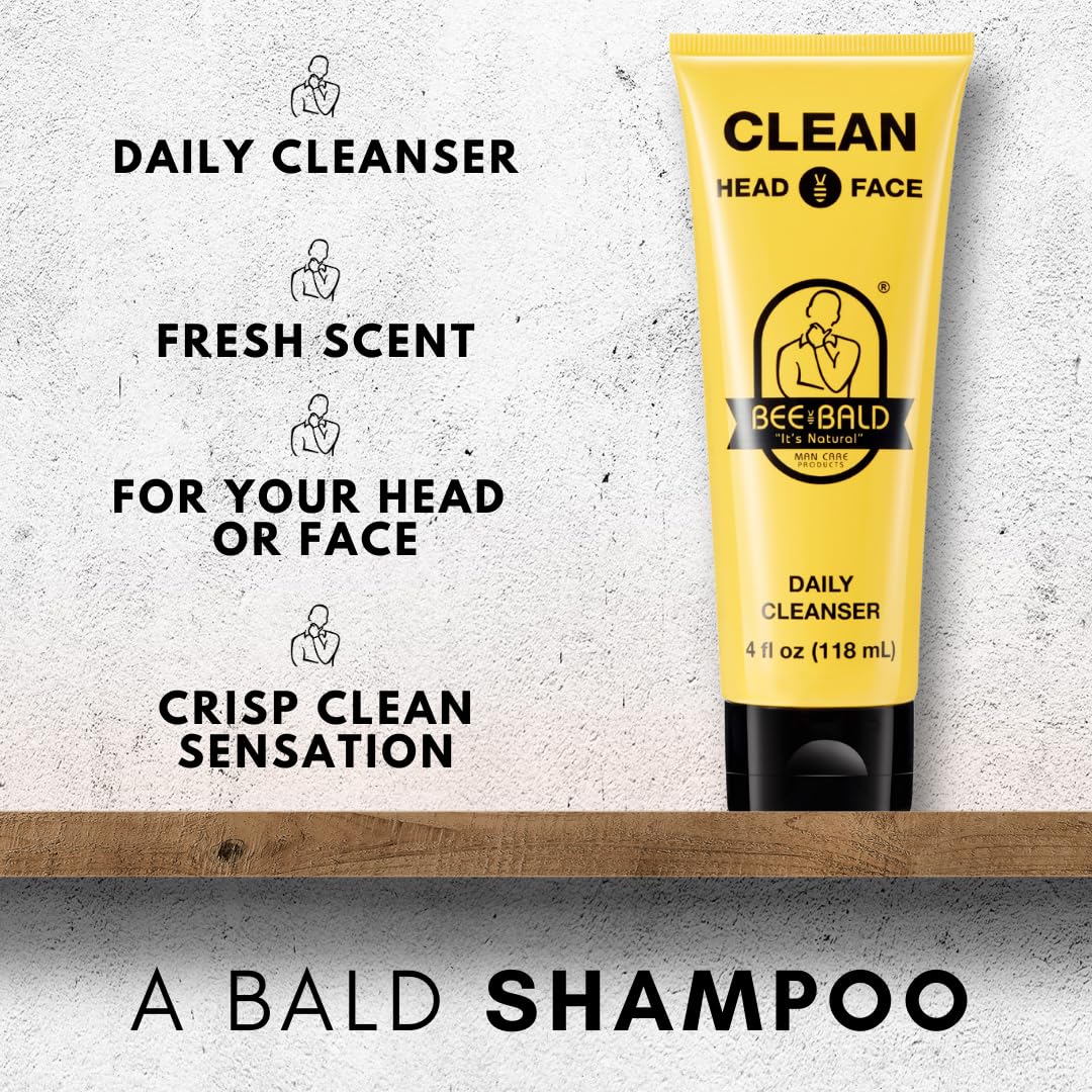 Bee Bald CLEAN Daily Head Care & Scalp Cleanser, Face Wash For Men, 4 fl oz Bee Bald