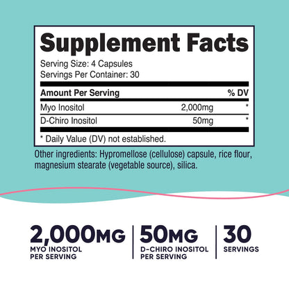 Nutricost Myo Inositol & D-Chiro Inositol for Women 2000mg, 120 Capsules, 2000mg Myo & 50mg D-Chiro Per Serving, 30 Servings Nutricost