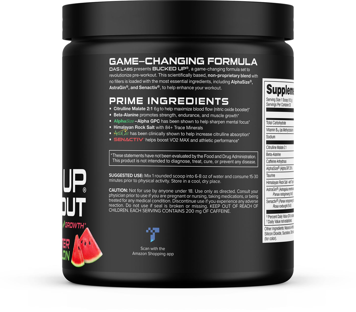 Bucked Up Pre Workout - Best Tasting - 6 Grams Citrulline, 2 Grams Beta Alanine Non Proprietary Blend, Powder (Strawberry Kiwi)