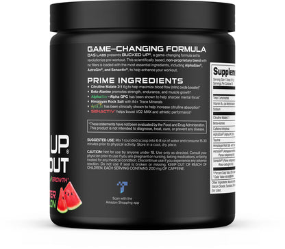 Bucked Up Pre Workout - Best Tasting - 6 Grams Citrulline, 2 Grams Beta Alanine Non Proprietary Blend, Powder (Strawberry Kiwi)