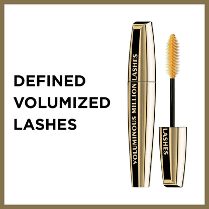L’Oreal Paris Makeup Voluminous Million Lashes Mascara, Volumizing Collagen Infused Eye Makeup, Amplifying Mascara Brush, Waterproof, Blackest Black, 0.32 Fl Oz., 1 Count L'Oreal Paris
