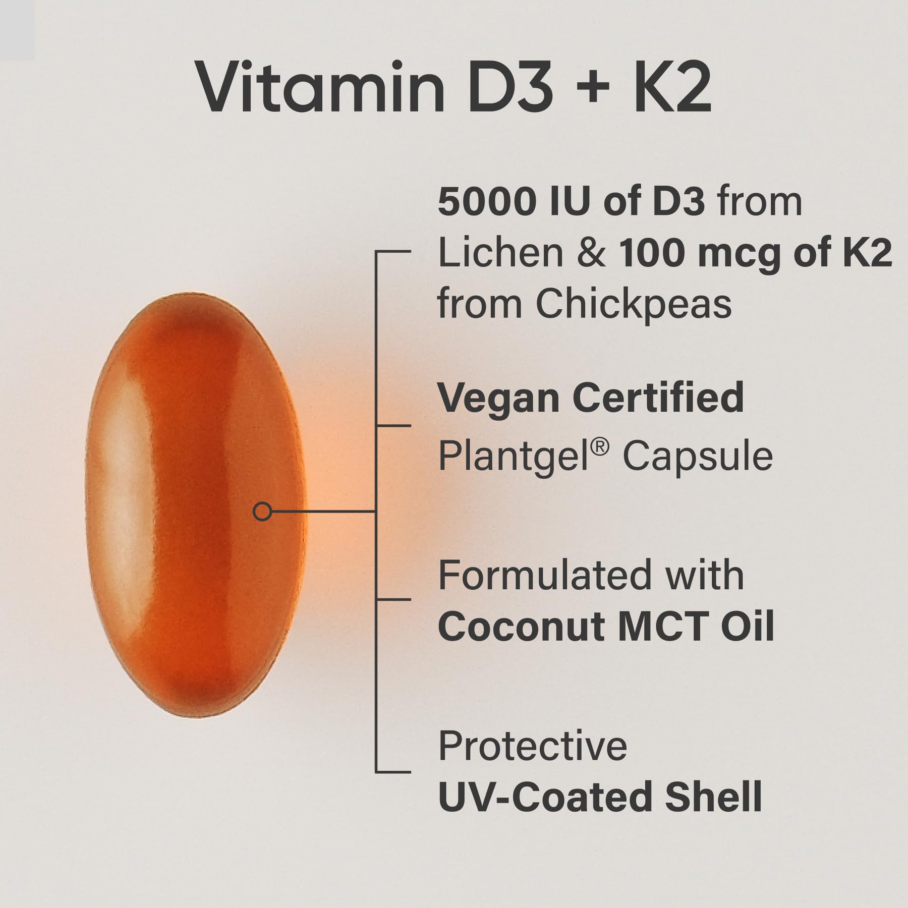 Sports Research® Vegan Vitamin D3 + K2 w/Coconut Oil, 60 Count Plantgels™ | Plant-Based Vitamin D 5000iu/125mcg & Soy-Free Vitamin K 100mcg for Bone & Immune Support - Vegan Certified · Non-GMO Gsupps Australia