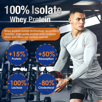 DRFOSTER Whey Protein Powder Isolate - Unflavored, Grass-Fed, 26g Protein & 6g BCAAs for Muscle Growth & Recovery DRFOSTER