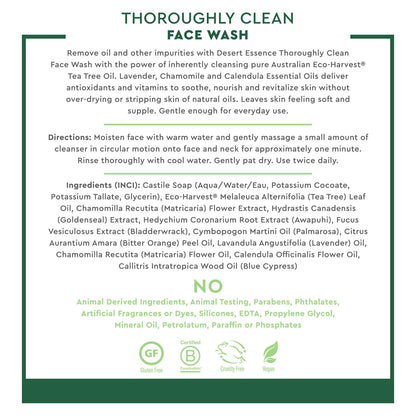 Desert Essence Thoroughly Clean Face Wash, Tea Tree Oil, 8.5 fl oz Desert Essence