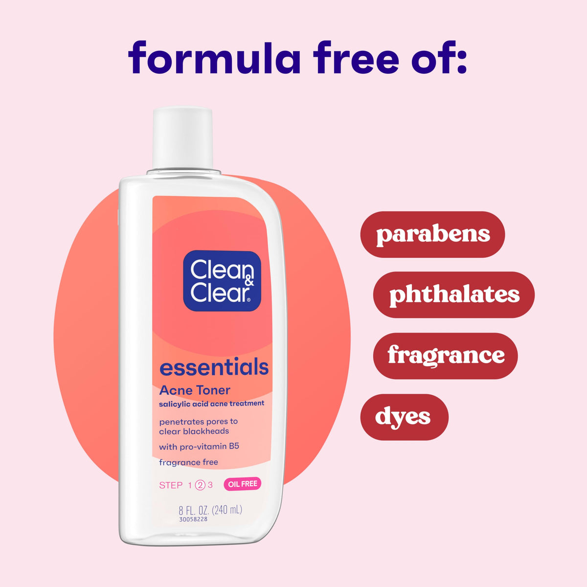 Clean & Clear Essentials Oil-Free Acne Toner, 2% Salicylic Acid, 8 fl oz Clean & Clear