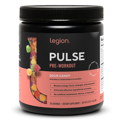 LEGION Pulse Pre Workout Supplement - All Natural Nitric Oxide Preworkout Drink to Boost Energy, Creatine Free, Naturally Sweetened, Beta Alanine, Citrulline, Alpha GPC (Fruit Punch)
