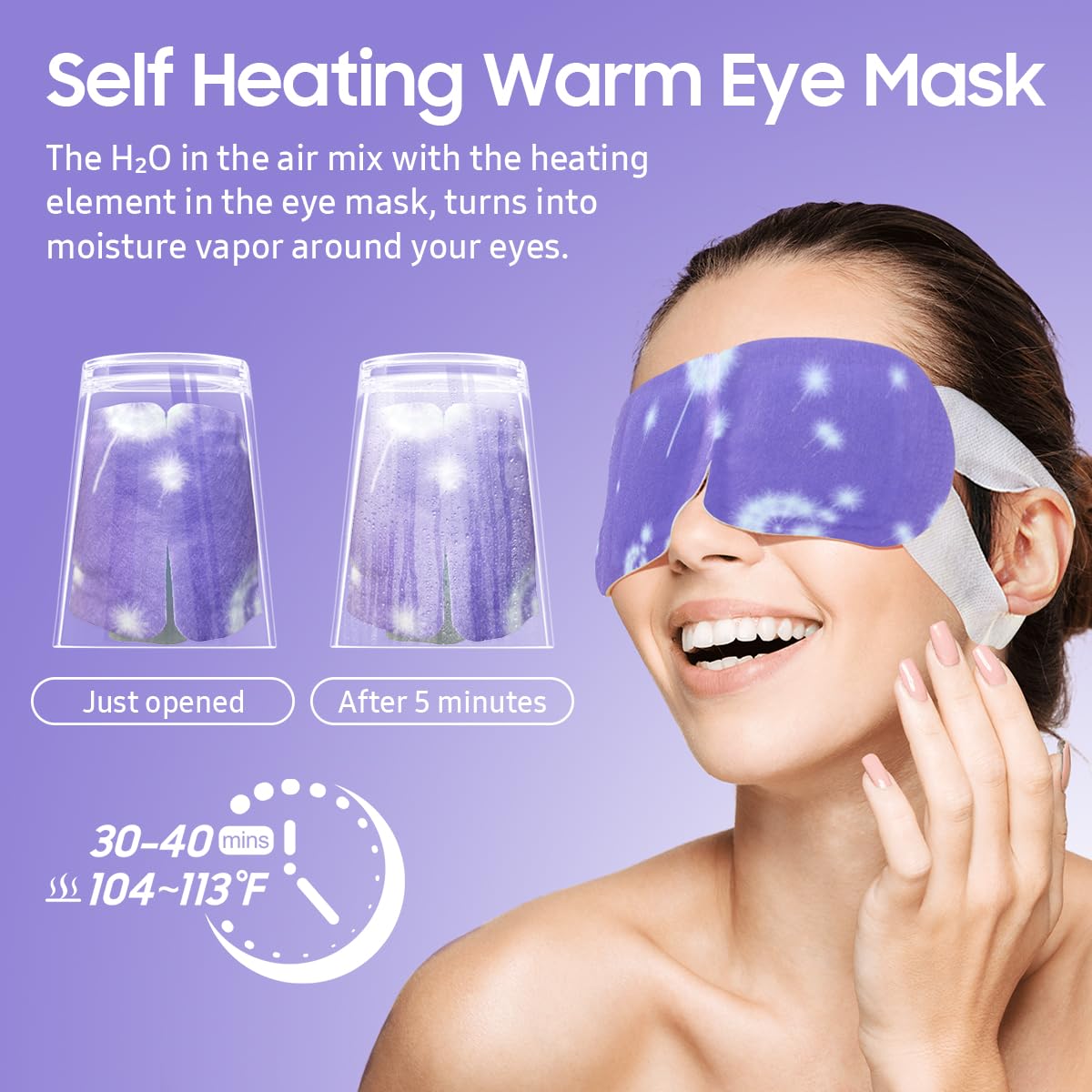 BeHoomi Steam Eye Mask, 10Packs Heated Eye Mask, Self Heating Disposable SPA Warm Compress for Eyes Sleep Mask, Travel Essentials & Relaxation Gifts for Women (Lavender Scent) BeHoomi