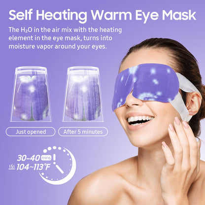 BeHoomi Steam Eye Mask, 10Packs Heated Eye Mask, Self Heating Disposable SPA Warm Compress for Eyes Sleep Mask, Travel Essentials & Relaxation Gifts for Women (Lavender Scent) BeHoomi