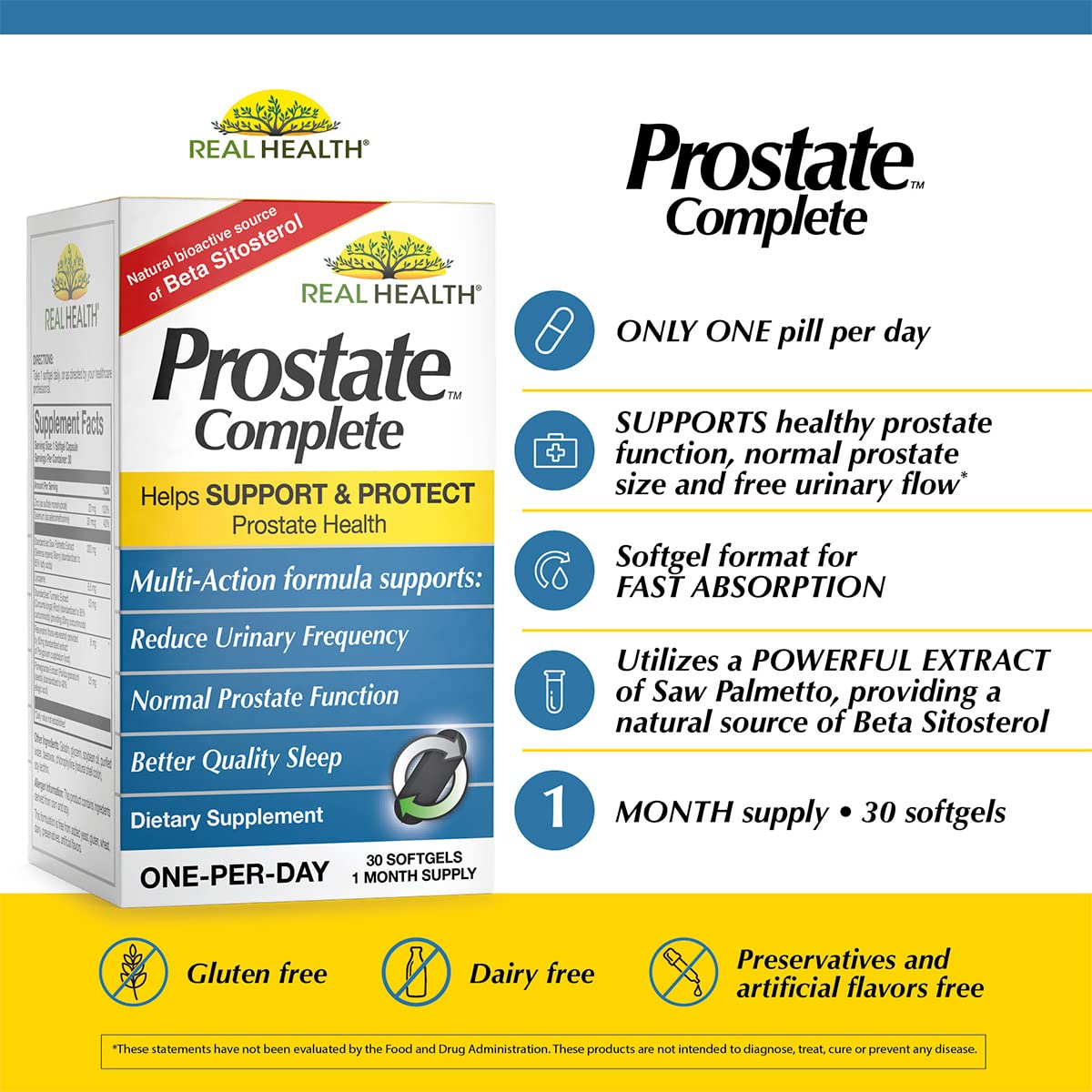 Real Health The Prostate Formula - Prostate Health Supplements for Men, Saw Palmetto Formula for Healthy Bladder and Urinary Support, Real Health