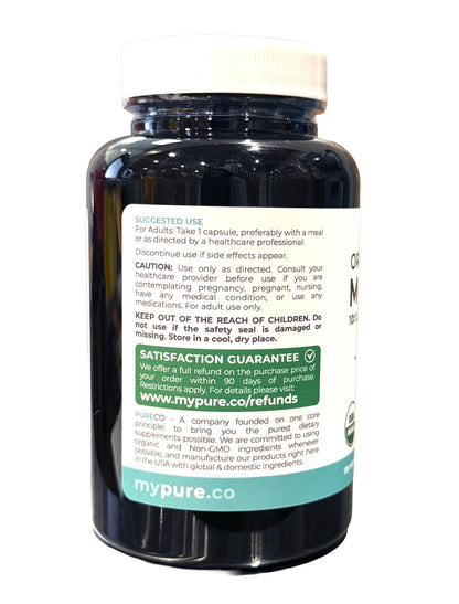 USDA Organic Moringa Capsules - High Potency Organic Moringa 500mg Extract 10:1 Per 1 Capsule Serving - Nutrient Dense Green Superfood Antioxidant PURE CO