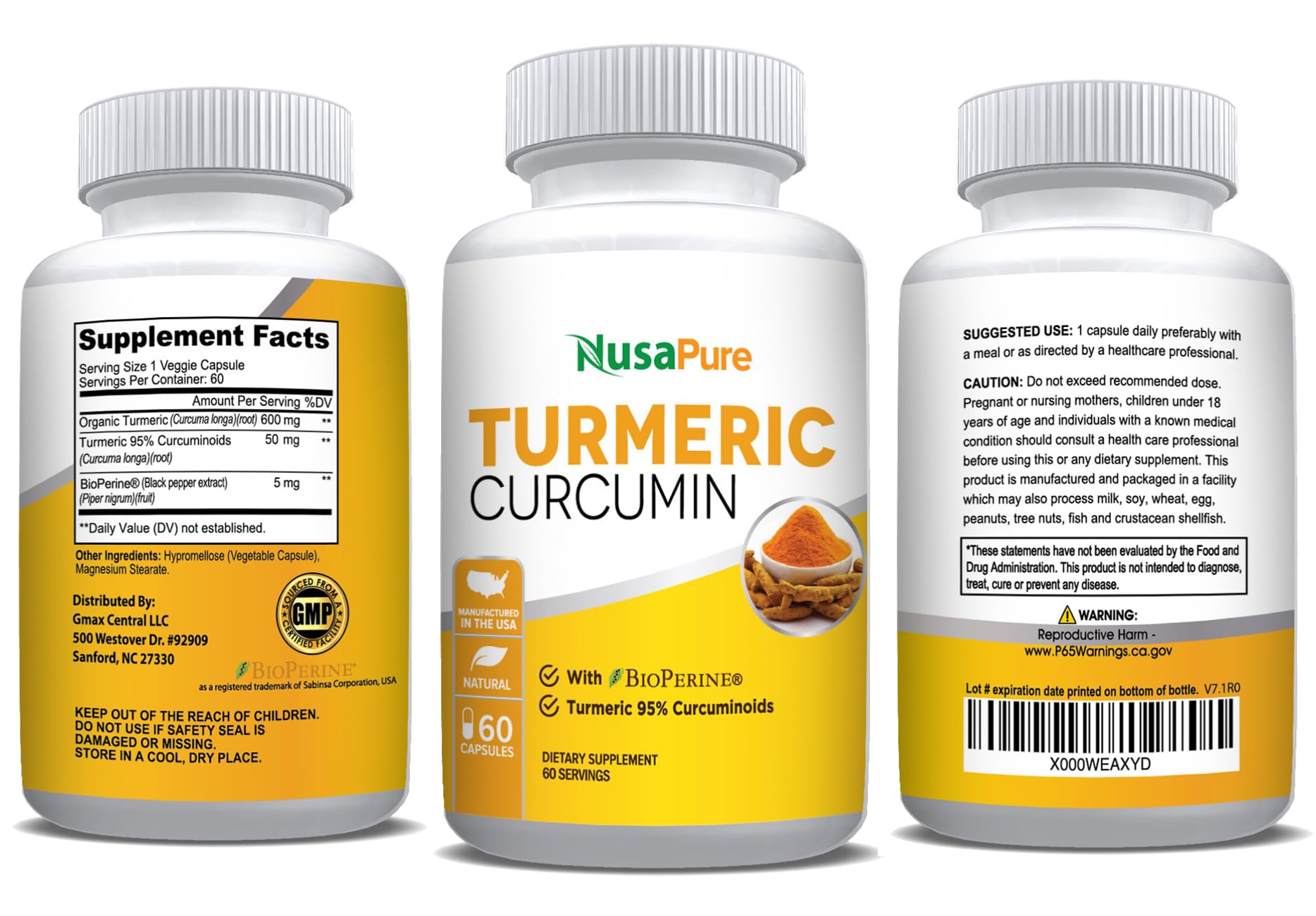 NusaPure Turmeric Curcumin 600 mg 60 Capsules Turmeric 95% Curcuminoids Dietary Supplement NusaPure buy australia supplements