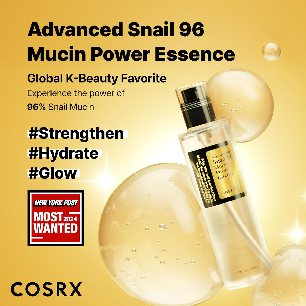 COSRX Snail Mucin 96% Repairing Serum for Sooothing & Hydrating 3.38 oz. COSRX