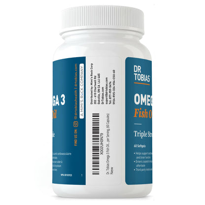 Dr. Tobias Omega 3 Fish Oil 2000mg Triple Strength with 800mg EPA 600mg DHA Per Serving | Fish Oil Omega 3 Supplements for Heart Brain & Immune Support - 180 Softgels (90 Servings)