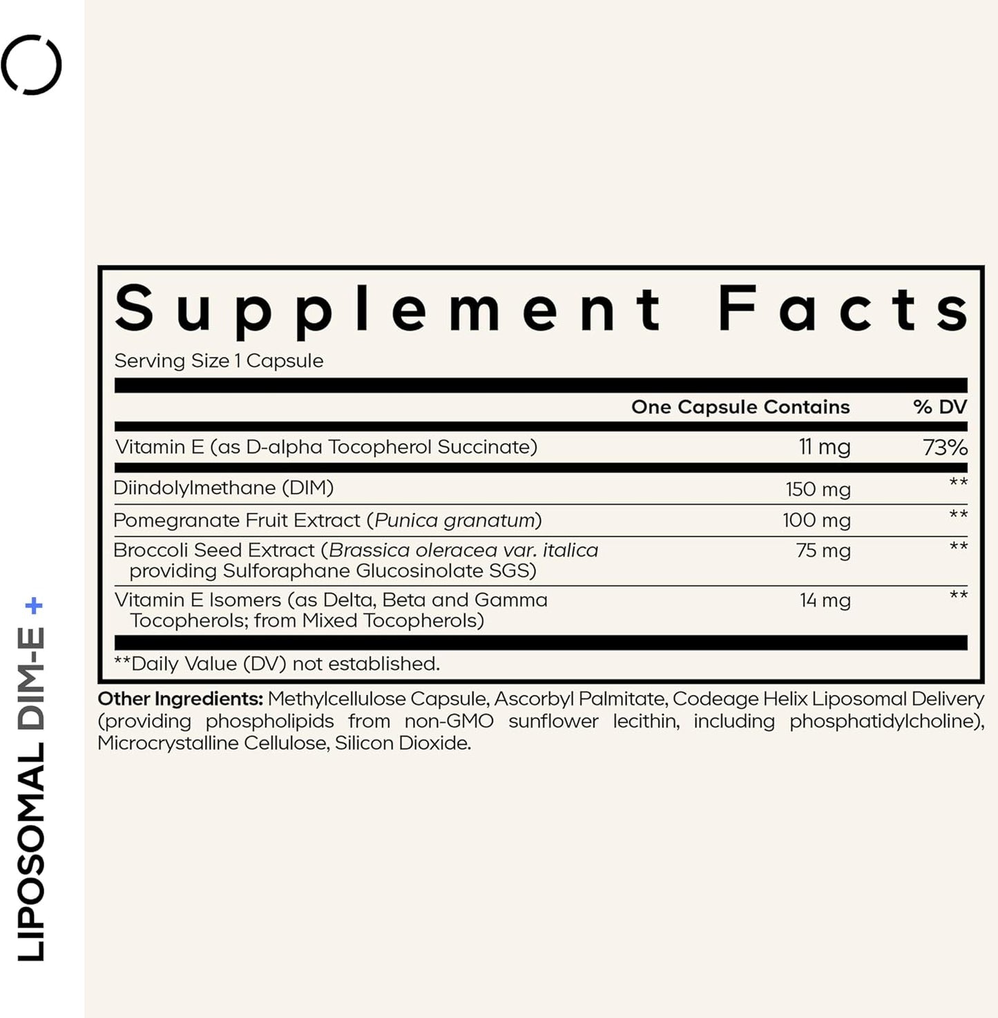 Codeage Liposomal DIM Supplement - 4 Months Supply of DIM Vitamins and SGS, Pomegranate, Broccoli, Vitamin E Isomers Tocopherols Alpha Beta Gamma Delta - Liposomal Formula - Gluten-Free - 120 Capsules