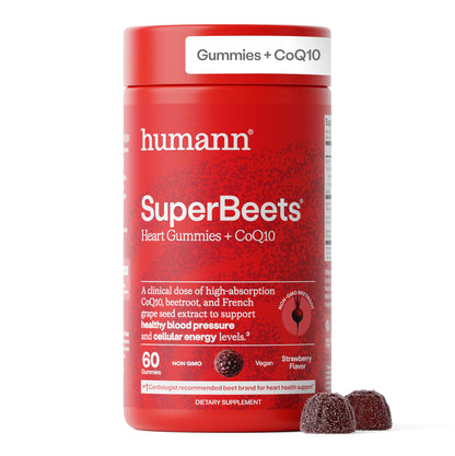 Humann SuperBeets 3-in-1 Heart Gummies - 3x Absorption CoQ10 - Plus Beetroot Extract & Grape Seed Extract for Advanced Heart Health, Cellular Energy & Circulation Support Humann