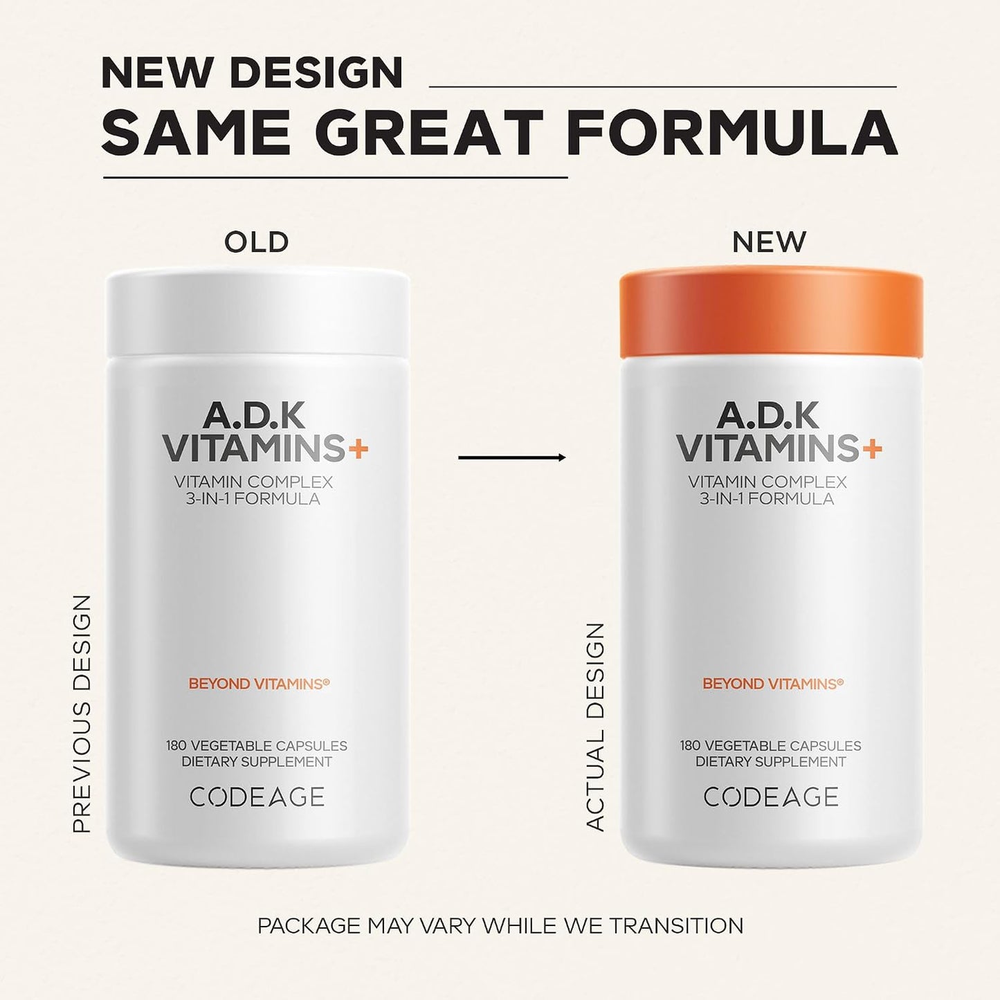Codeage ADK Vitamins Supplement - Essential Vitamin A, D3 5000 IU, K1 & K2 (MK4 & MK7) - 6-Month Supply - 1 Capsule per Serving, Non-GMO, Gluten-Free - 180 Capsules