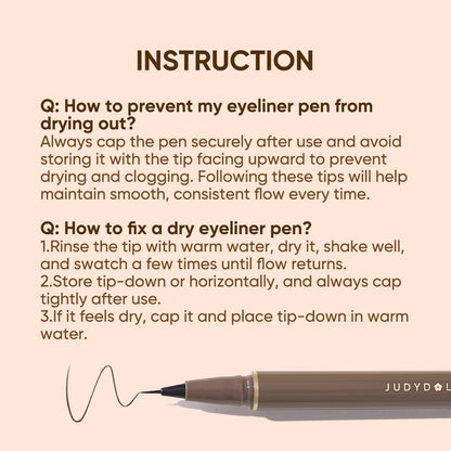 JUDYDOLL Ultra-Fine Liquid Eyeliner-Precision Tip for Wing Line, Smudge-Proof, Quick-Drying, Waterproof Eyeliner Pencil, Easy to Get Inner Corner Lined, Hooded Eyes-Friendly (#01 Black) JUDYDOLL
