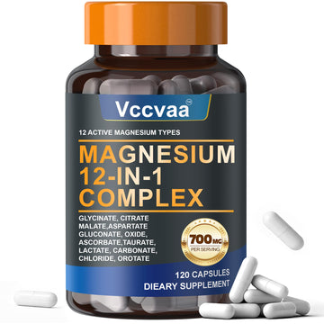 Magnesium Complex 700mg | 12-in-1 High Absorption Supplement | Glycinate, Citrate, Malate, Taurate & More | Sleep Support, Muscle Cramp Relief, Stress, Heart, Bone
