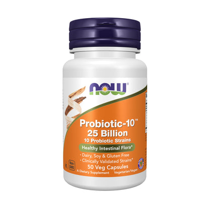 NOW Foods Supplements, Probiotic-10™, 25 Billion, with 10 Probiotic Strains, Dairy, Soy and Gluten Free, Strain Verified, 100 Veg Capsules Gsupps Australia