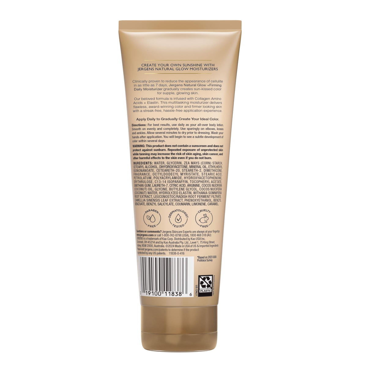 Jergens Natural Glow + Firming Daily Moisturizer Medium to Tan Skin Tones 7.5oz Jergens