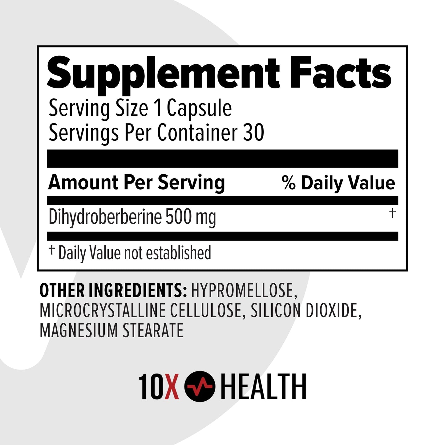 10X Health Berberine Supplement 500mg - Contains Dihydroberberine Supplement for Better Absorption - Supports Cardiovascular & Gut Health 10X Health System
