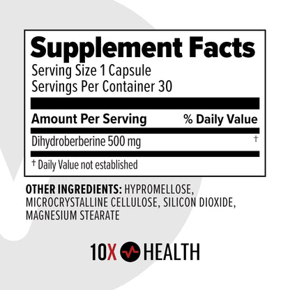 10X Health Berberine Supplement 500mg - Contains Dihydroberberine Supplement for Better Absorption - Supports Cardiovascular & Gut Health 10X Health System