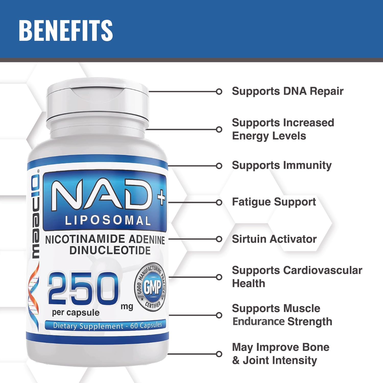 MAAC10 Liposomal NAD Supplement 500mg Serving (2x250mg Capsules) Actual Nicotinamide Adenine Dinucleotide MAAC10 buy australia supplements