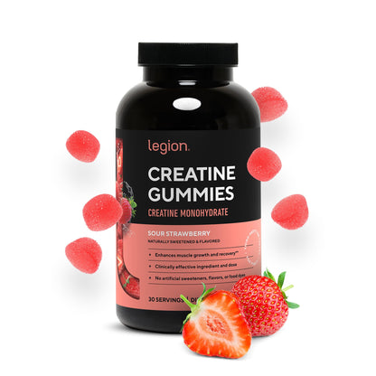 LEGION Creatine Monohydrate Gummies for Men & Women – Clean Chewable Creatine Supplement for Strength, Endurance & Muscle Recovery – 30 Lemon Drop Flavor Servings – No Artificial Flavors