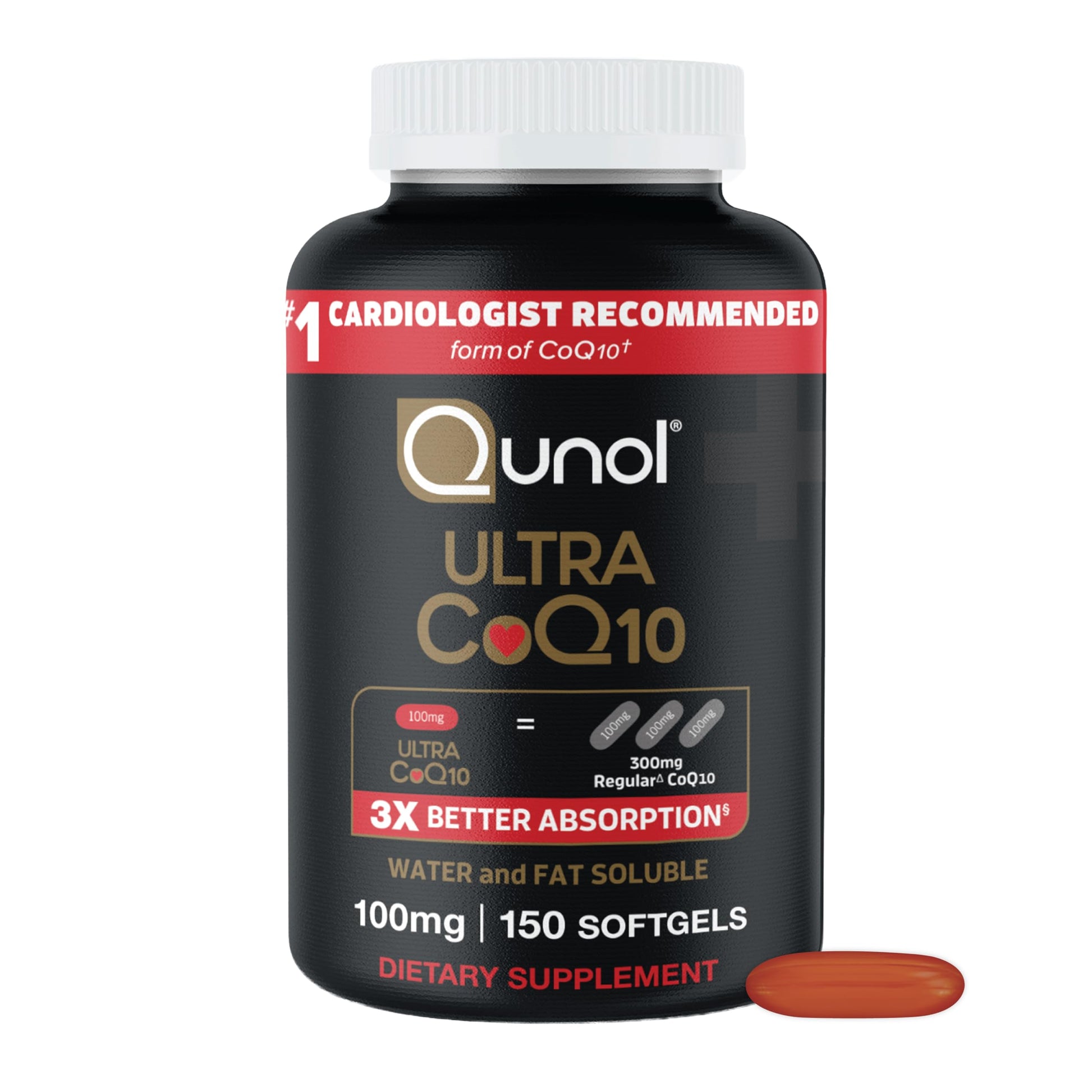 Qunol Ultra CoQ10 100mg, 3X Better Absorption, Antioxidant, 90 Softgels | #1 Cardiologist Recommended Supplement for Heart Health, Coenzyme Q10 Supplement to support Vascular Health & Cellular Energy Gsupps Australia