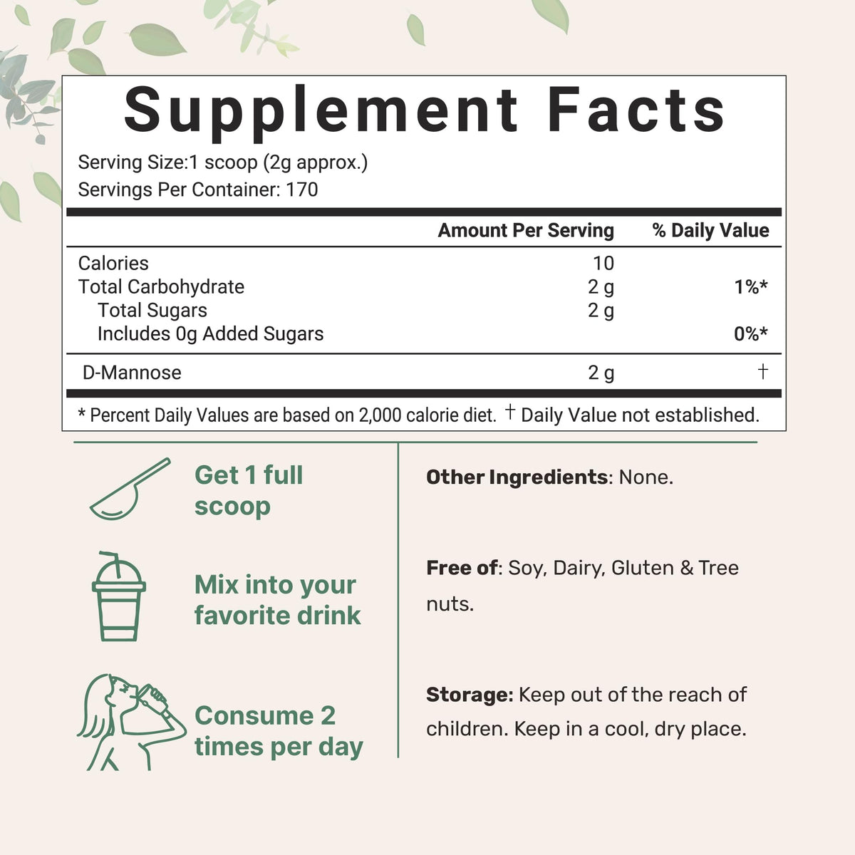 Micro Ingredients D Mannose Powder, Pure Mannose Supplement, Quick Water Soluble, Support Urinary Tract Cleanse & Bladder Health, Premium Mannose Micro Ingredients