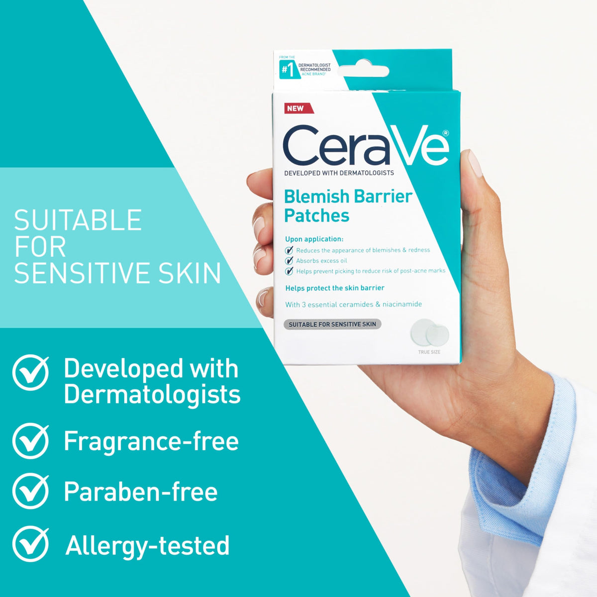 CeraVe Hydrocolloid Pimple Patches with Niacinamide, Ultra-Thin, 22ct CeraVe