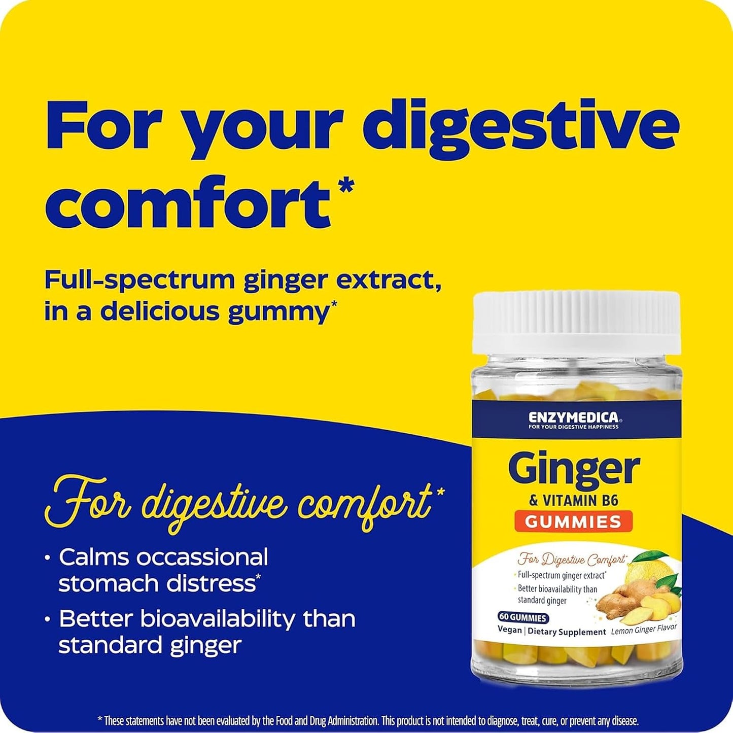 Enzymedica Ginger & B6 Gummies, 60 CT Gsupps Australia