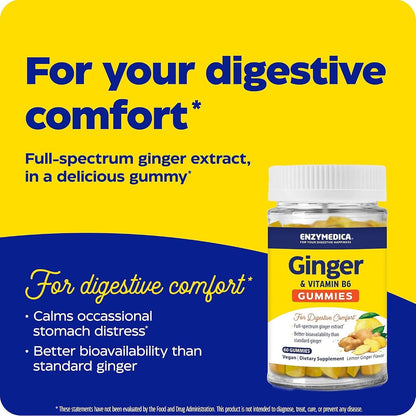 Enzymedica Ginger & B6 Gummies, 60 CT Gsupps Australia