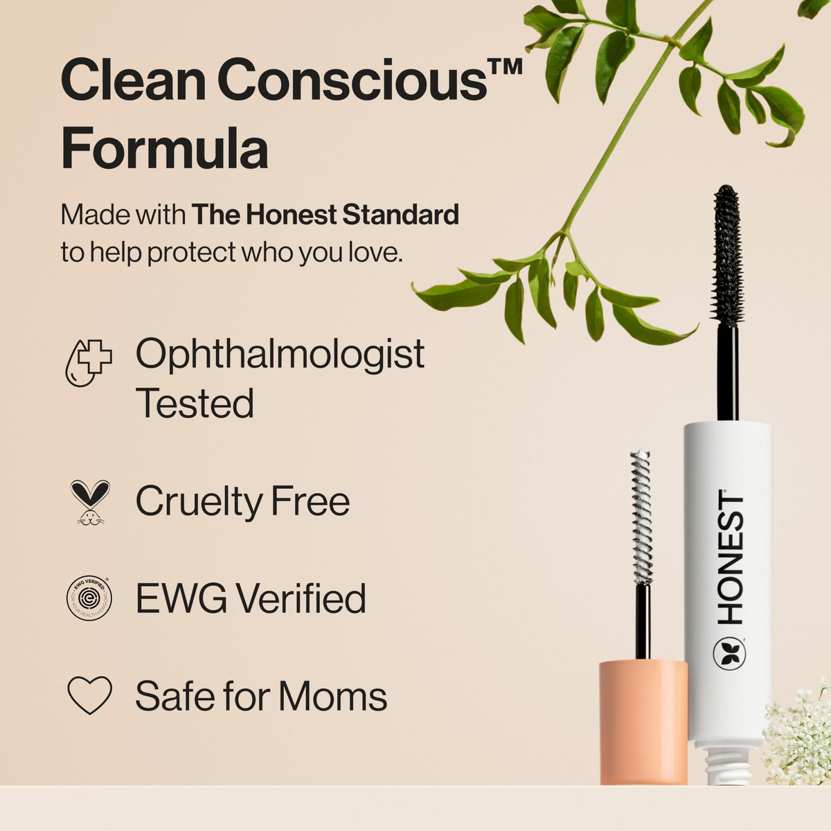 Honest Beauty 2-in-1 Extreme Length Clean Mascara, Primer, Black, .27 fl oz Honest Beauty