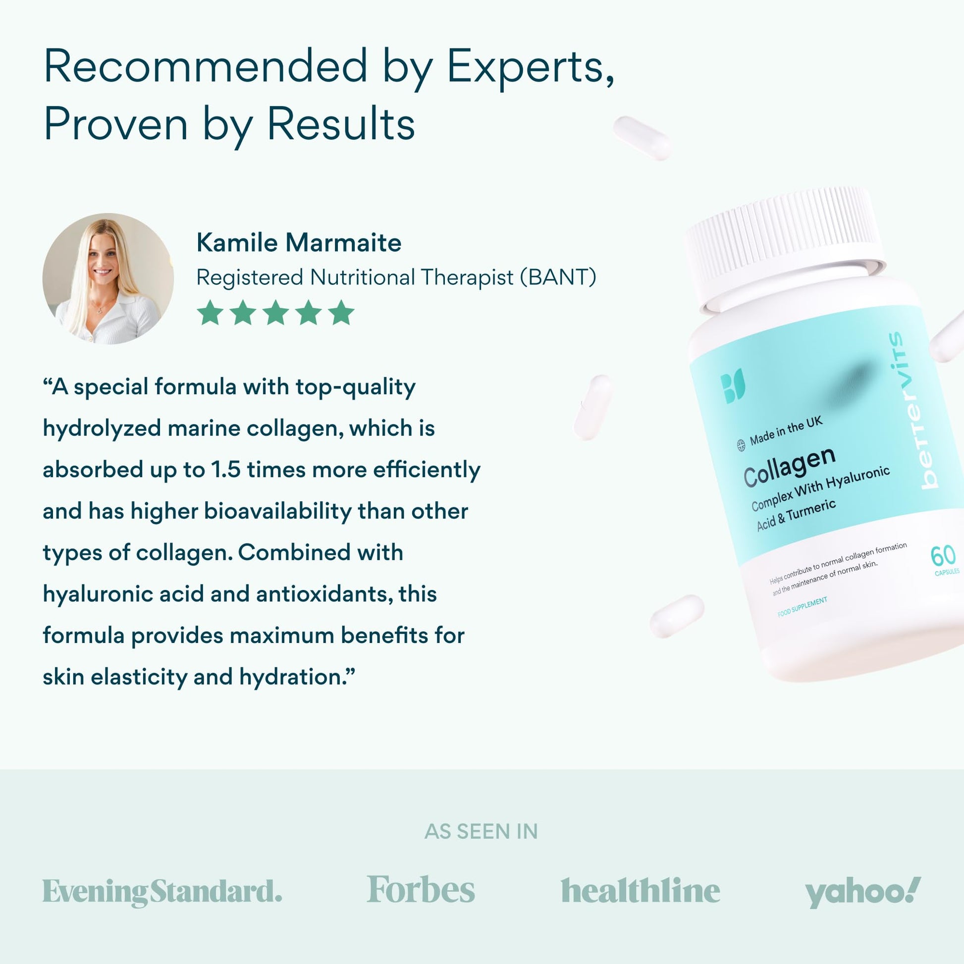 Bettervits Collagen Peptides Complex with Hyaluronic Acid & Turmeric | Hydrolyzed Marine Collagen Supplements for Women & Men | Collagen with Vitamin C for Skin, Hair, Nails & Joints – 60 Capsules Bettervits buy australia supplements