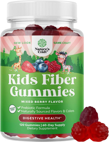 High Prebiotic Fiber Gummies for Kids - Digestive Health Support - 120 Ct | Fiber for Kids Regularity & Gut Health Support - Dietary Fiber Supplements - Immune Gummies with Chicory Root - Non GMO Gsupps Australia