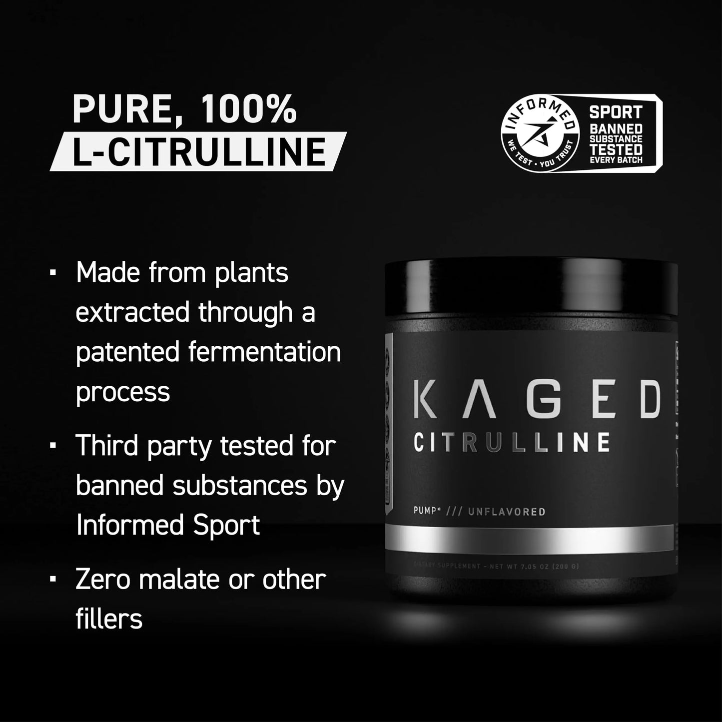 Kaged L-Citrulline Powder | Unflavored | Enhanced Pumps | Improve Muscle Vascularity | Nitric Oxide Booster | Supplements for Men & Women | 100 Servings Kaged