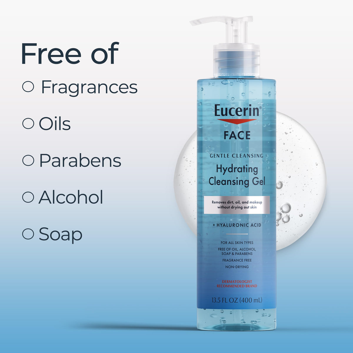 Eucerin Hydrating Gel Cleanser & Makeup Remover, Sensitive Skin, 13.5 Fl Oz Eucerin