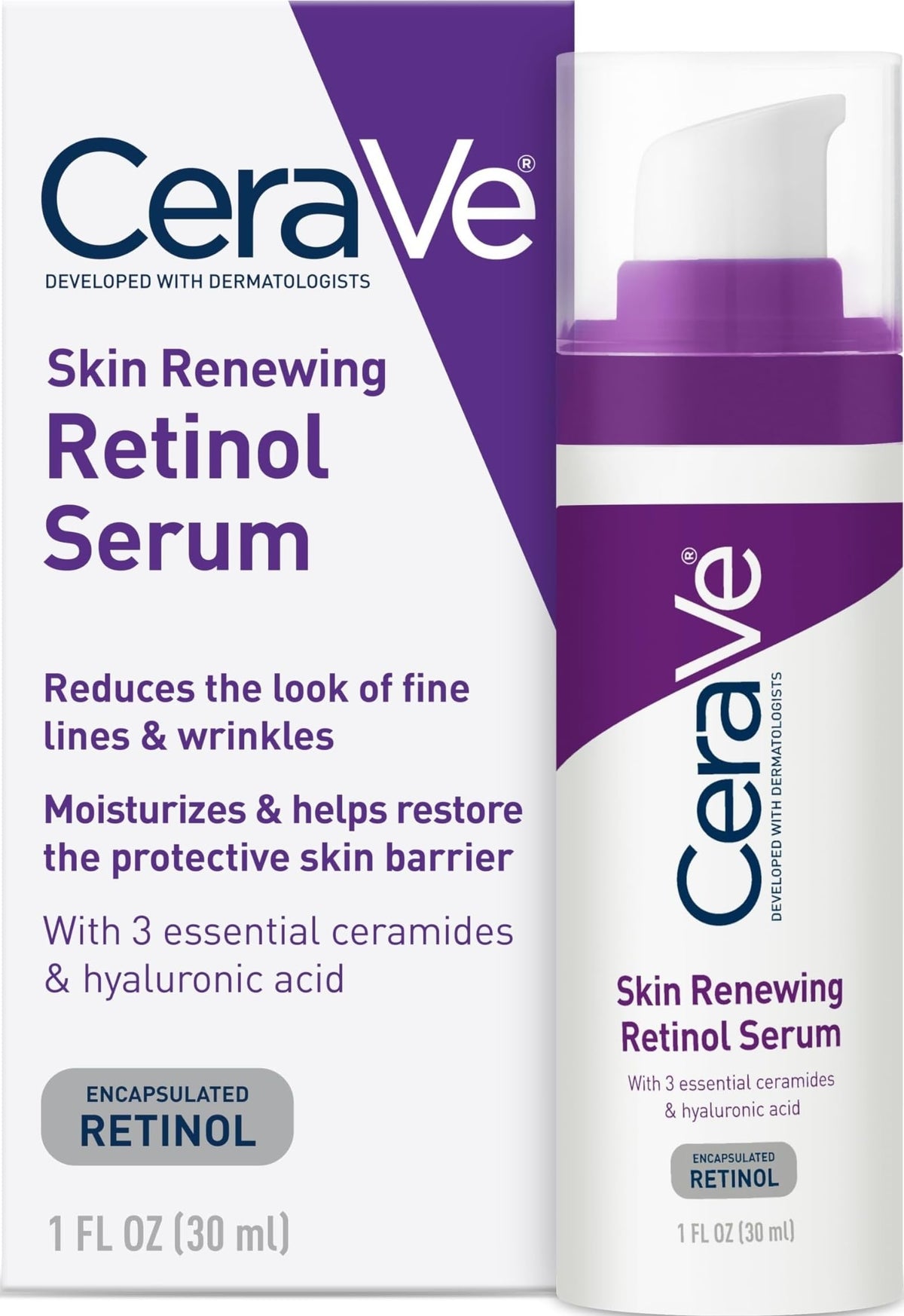 CeraVe Retinol Serum for Face with Niacinamide & Hyaluronic Acid, 1 oz CeraVe