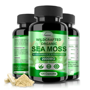 Fleamart Irish Sea Moss Capsules 120ct Raw Organic Sea Moss Wildcrafted Bladderwrack Fleamart buy australia supplements