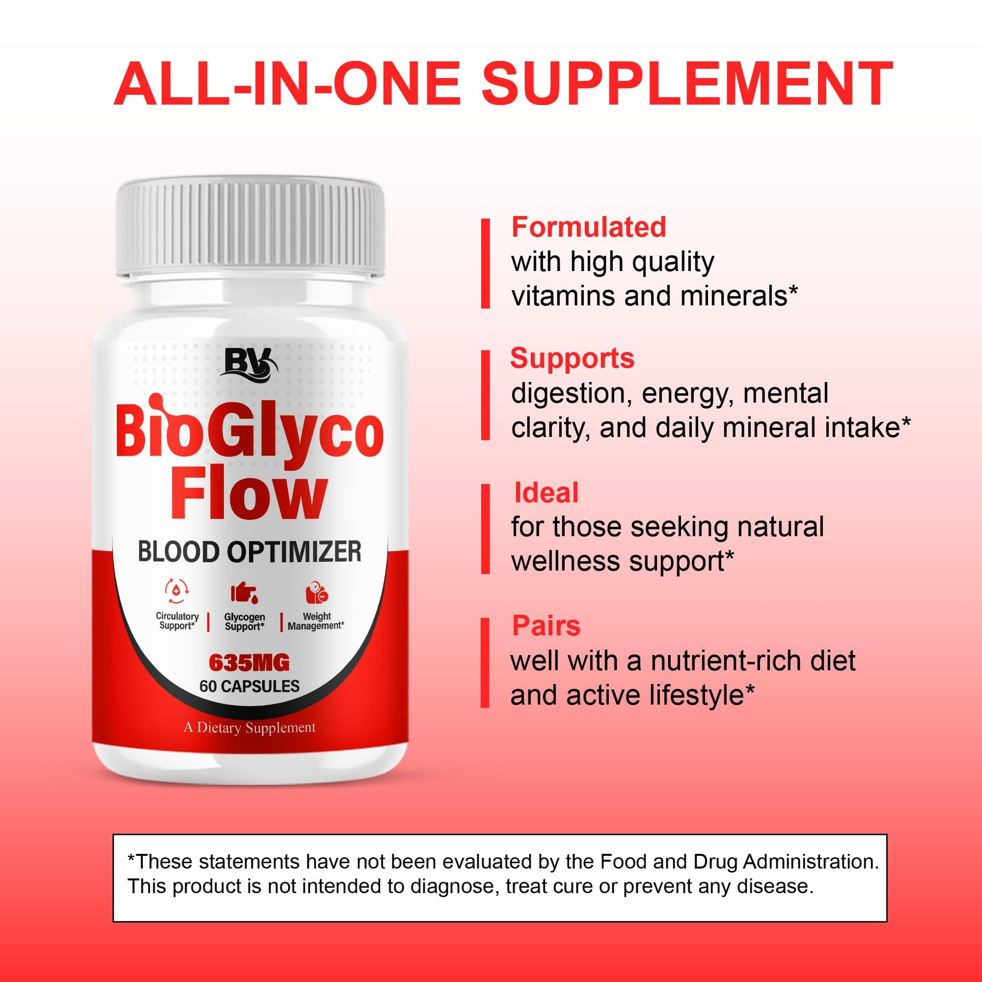 BioGlyco Flow Advanced Daily Multivitamin Health Support and All Natural Wellness Supplement Formula, BioGlyco Flow Premium Health and Wellness Support Formula Supplement (1 Pack - 60 Capsules) BLUE VIBE buy australia supplements