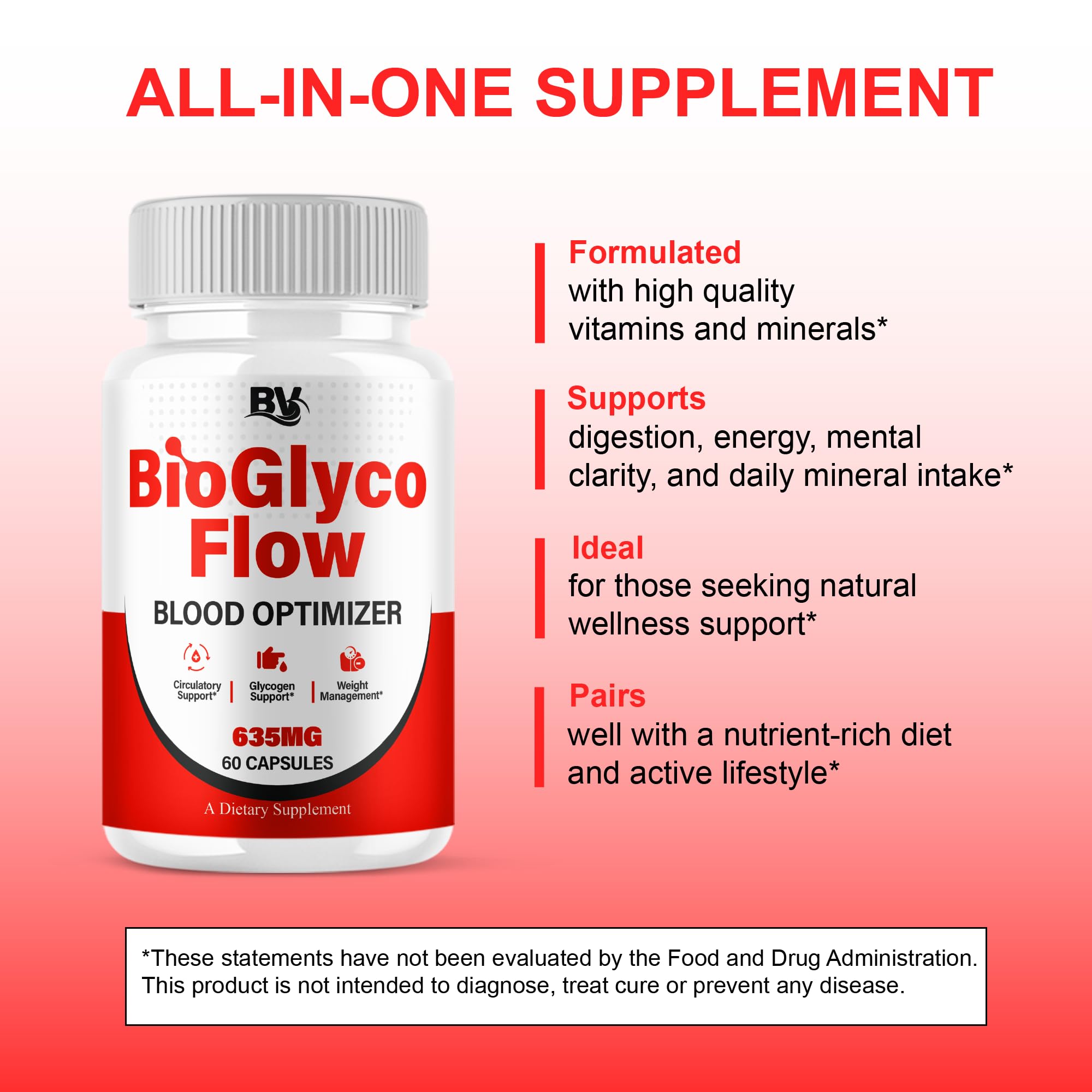 BioGlyco Flow Advanced Daily Multivitamin Health Support and All Natural Wellness Supplement Formula, BioGlyco Flow Premium Health and Wellness Support Formula Supplement (1 Pack - 60 Capsules) BLUE VIBE buy australia supplements