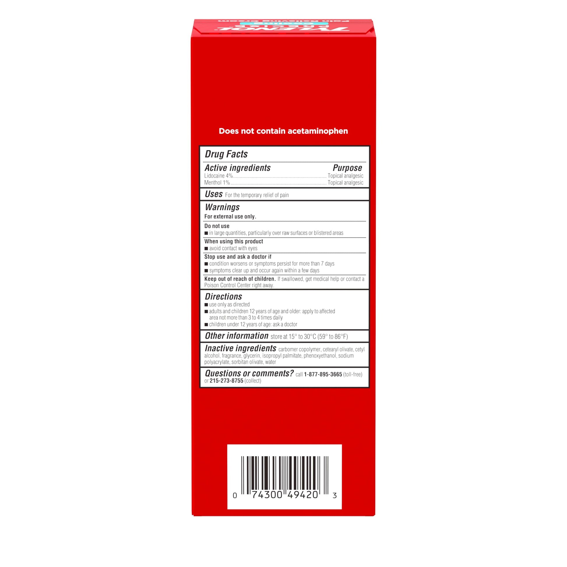 Tylenol Precise Cream, Cooling Sensation Pain Relief, Roll‑On, Lidocaine 4%, Menthol 1%, Targeted Maximum OTC Strength Combination for Back, Muscle and Joint, Numbing Cream Rollerball Applicator, 4 oz Tylenol buy australia supplements