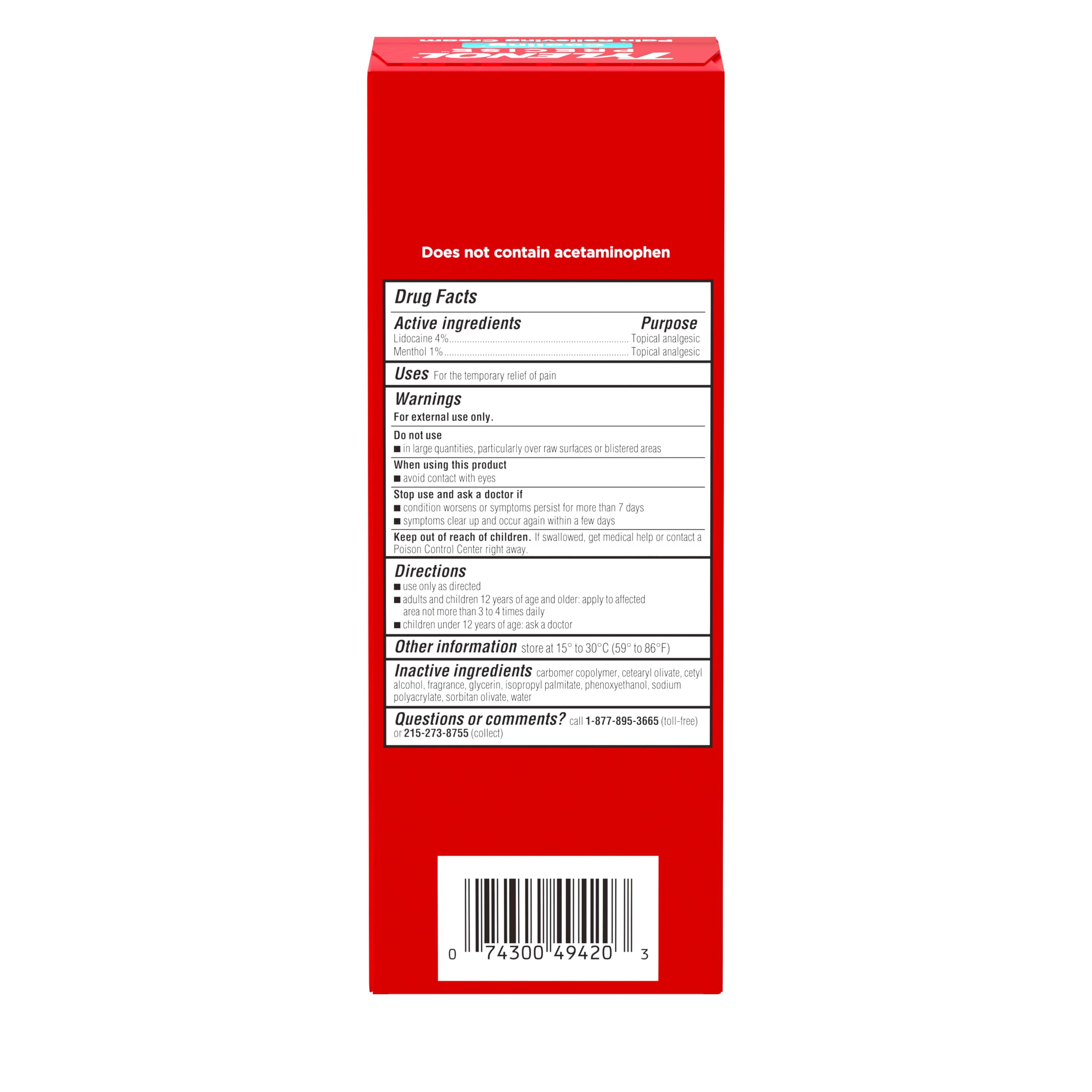 Tylenol Precise Cream, Cooling Sensation Pain Relief, Roll‑On, Lidocaine 4%, Menthol 1%, Targeted Maximum OTC Strength Combination for Back, Muscle and Joint, Numbing Cream Rollerball Applicator, 4 oz Tylenol buy australia supplements