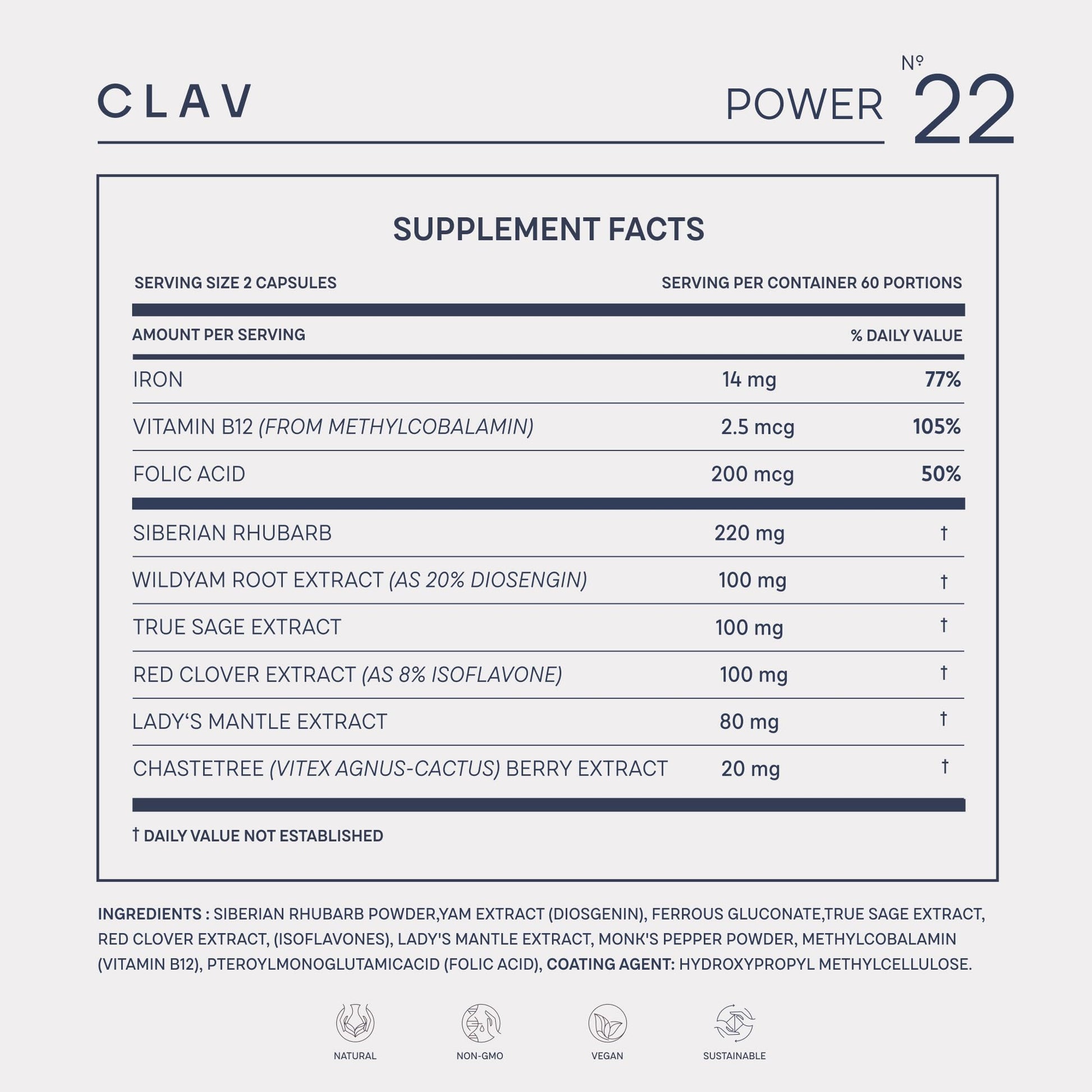 CLAV® Natural Hormone Balance for Women - PMS Relief with Siberian Rhubarb, Wild Yam & Vitex Berry - Vegan Menstrual Regulator Supplement - 120 Capsules CLAV buy australia supplements