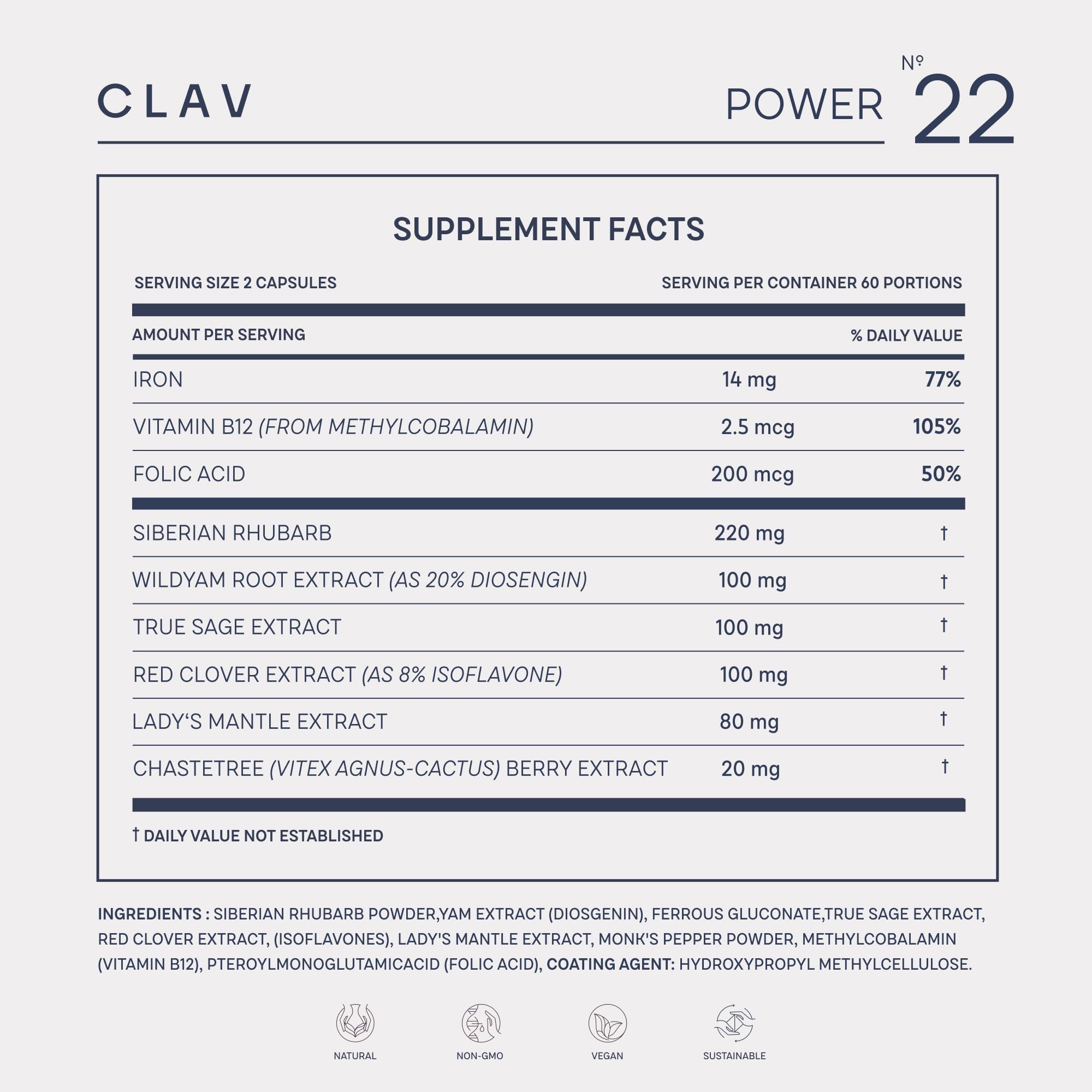 CLAV® Natural Hormone Balance for Women - PMS Relief with Siberian Rhubarb, Wild Yam & Vitex Berry - Vegan Menstrual Regulator Supplement - 120 Capsules CLAV buy australia supplements