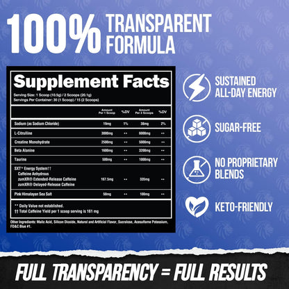 ALPHA LION Core Pre Workout Powder Bundle for Pump & Tri-Source Caffeine for Sustained Energy, Fruit Punch & Blue Raspberry Flavor (30 Servings Each)