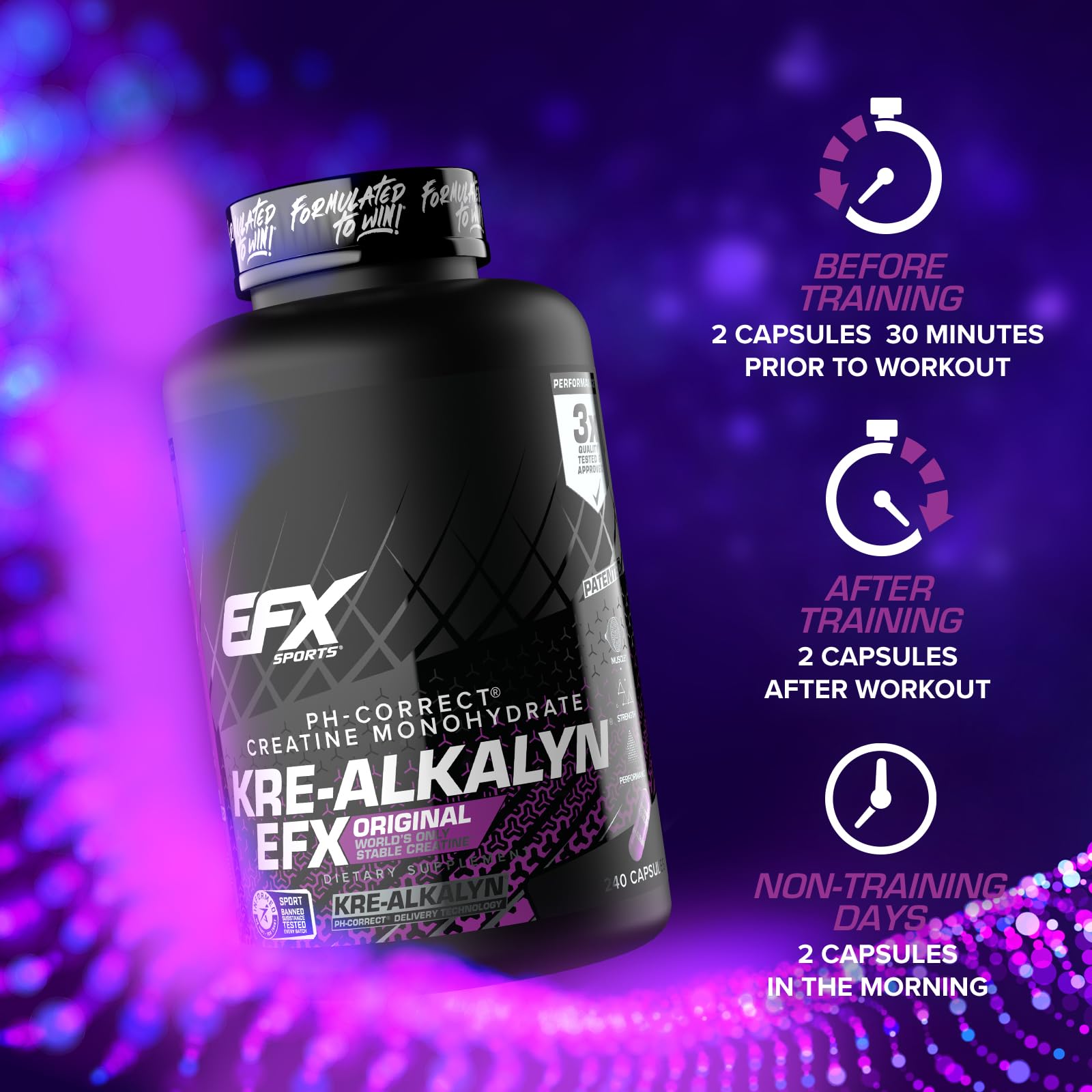 EFX Sports Kre-Alkalyn EFX | pH Correct Creatine Monohydrate Pill Supplement | Strength, Muscle Growth & Performance | 120 Servings, 240 Capsules EFX Sports buy australia supplements