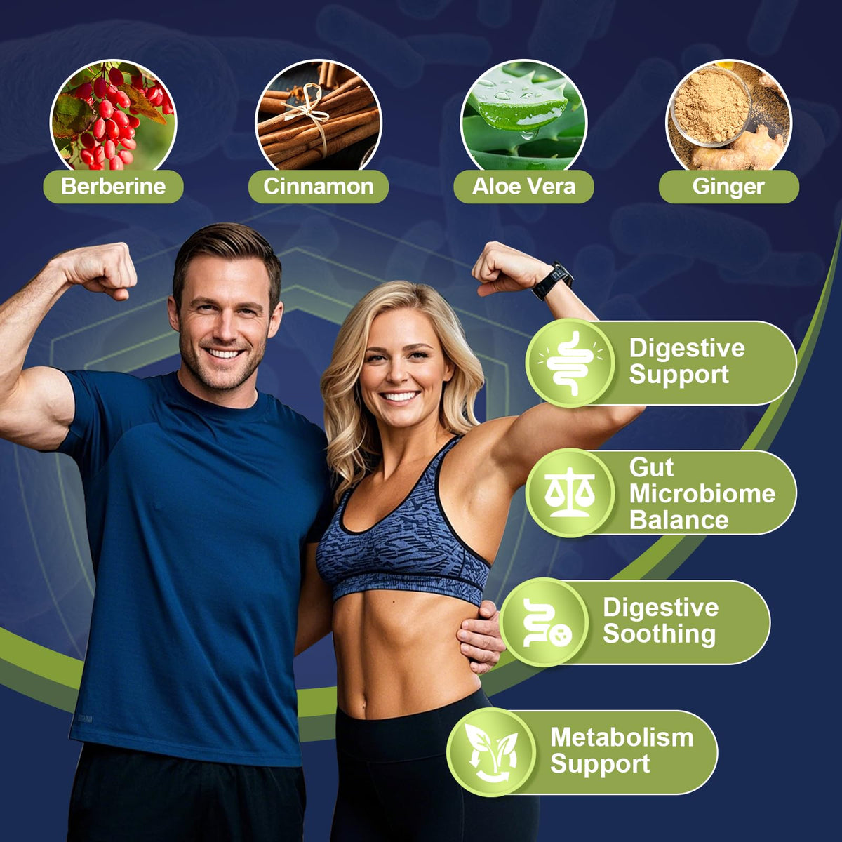 Migcopat Probiotics for Digestive Health, 80 Billion CFU Probiotics, Prebiotics, Postbiotics & Digestive Enzymes, Gut Health Capsules with Berberine, Cinnamon, Migcopat